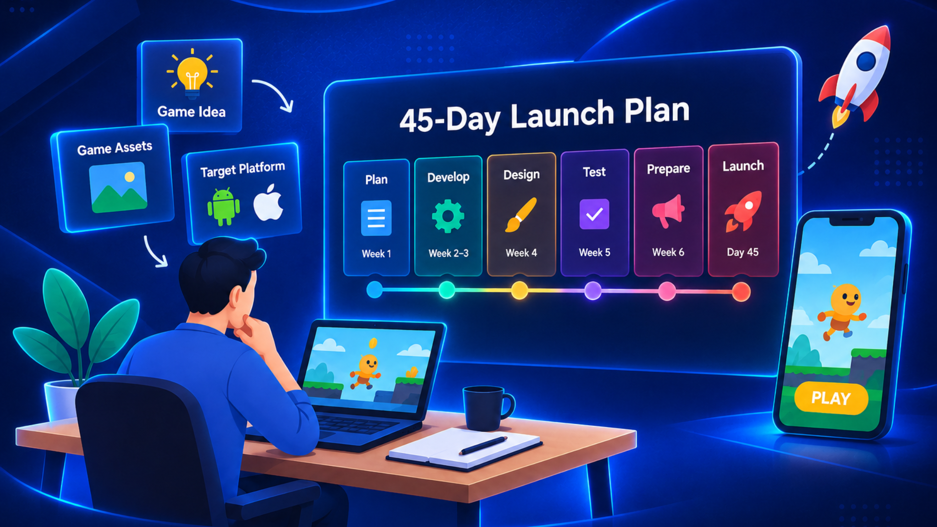 Mobile Game Development: How to Launch a Game in 45 Days Mobile Game Development Cost, Mobile Game Development Timeline, Mobile Game Development Process, Mobile Game Development Company, Mobile Game Development Services