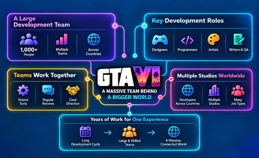 GTA 6 Release Date, GTA 6 development, AAA Game Development, GTA 6 developer, GTA 6 platforms, GTA 6 PC release, GTA 6 development timeline, GTA 6 development team, GTA 6 map, GTA 6 game development, Game development cost, Mobile game development
